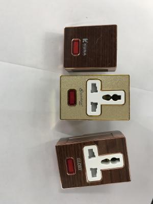 New gold wood grain color British plug 13A switch with light plug