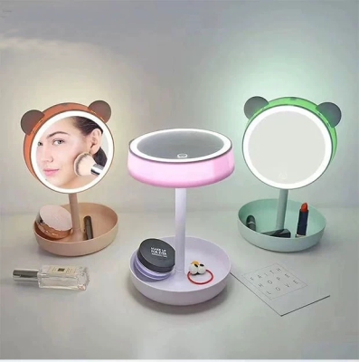 Led Makeup Mirror Fill Light Desktop Desktop with Light Dressing Beauty Makeup Charging Dormitory Girl Heart Foldable Desktop