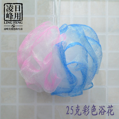 Bath ball/ Bath brush/ Bath flower colorful nylon sponge scrubbing towel foaming net can be hung large size rubbing back 25 grams of flowers