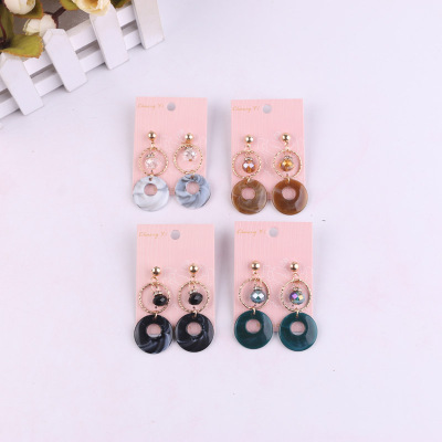 Simple fashion style acrylic round circle earrings ear studs