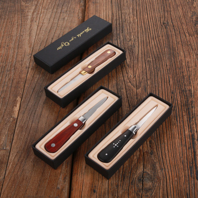 Premium Stainless Steel Oyster Knife Seafood Scallop Pry Knife Rosewood Blackwood Oyster Knife
