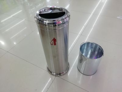 Hotel Lobby Vertical Stainless Steel Trash Can Ashtray Hotel Elevator Garbage Bin