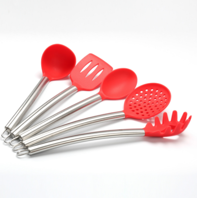 Stainless Steel Ladel Dense Food Grade Silicone Kitchenware Set Soup Spoon Protective Spatula Set Five-Piece Set