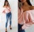 Amazon hot style's new v-neck button long sleeve sexy blouse for women