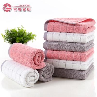 Pure cotton towel grid 32 strands of water soft face wash adult face towel supermarket gift promotion towels