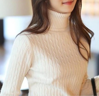South Korea's dongdamen pullover turtleneck sweater women's long sweater small twist knitwear bottom