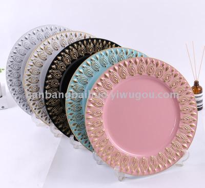 Plate new technology plate fashionable European decoration plate engraved classical round plate