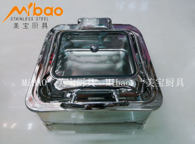 Hotel breakfast stove square high-grade stainless steel hydraulic buffet stove