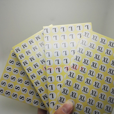 Manufacturers direct sales digital sticker circular letters sticker size paper clothing size paper can be customized