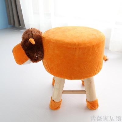 Creative solid wood cartoon animal bench for children simple household adult cloth art shoe stool