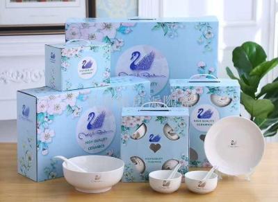 Jingdezhen business gift rice bowl meal plate surface bowl ceramic craft ceramic bowl tableware Nordic style tableware