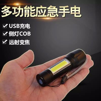 Multi-function mini flashlight COB outdoor USB charging
