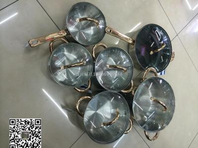 High quality export stainless steel jacketed pot with coated golden handle 12 sets