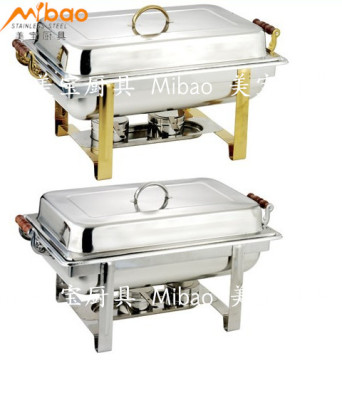 Gold plated straight foot stainless steel square dining stove square buffet stove breakfast stove