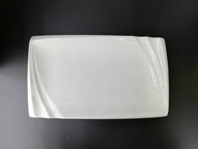 Daily necessities ceramic plate tableware 14 inches long square hanjiang plate