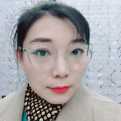 Korean version of small fresh cat ears hollow flat mirror retro circular myopia frame