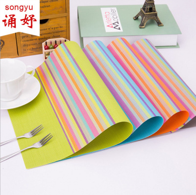 Wholesale rainbow PVC dining mat simple European style table mat cup mat heat insulation pad