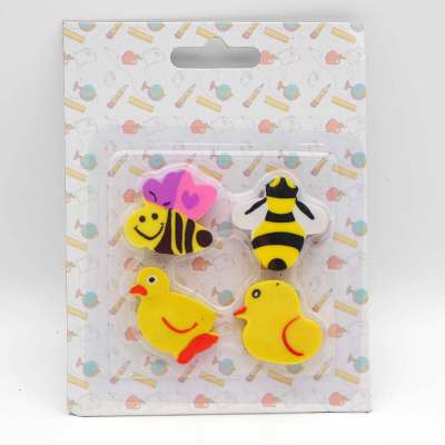 Four lovely cartoon animal rubber custom eraser set manufacturers