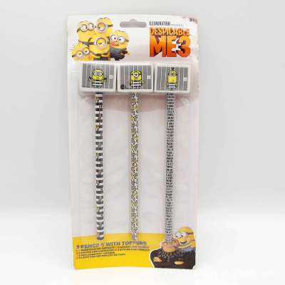 Three minions with hot transfer Eraser pencil Stationery Set School Supplies Children's stationery
