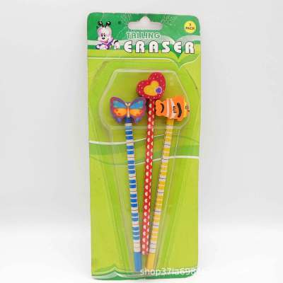 Three cartoon pencil eraser Stationery Set For children stationery school supplies
