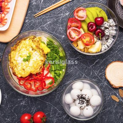 Langxu Glass Bowl Heat-Resistant Soup Bowl Instant Noodle Bowl Transparent Fruit Salad Bowl Microwave Oven Dedicated Bowl Set