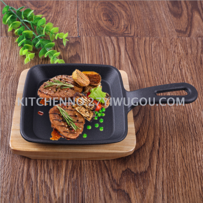 Iron pan frying pan square steakpan electromagnetic griddle with handle general purpose cast-iron pancake pan