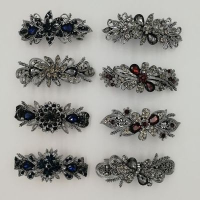Yiwu Small Commodity Popular Headdress Barrettes Crystal Spring Clip Large Ornament Steel Clip Ponytail Clip