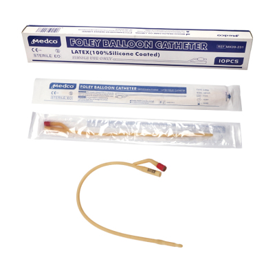 MK09-231 100% Medical Disposable Silicone Coated 2 Way Latex Foley Catheter