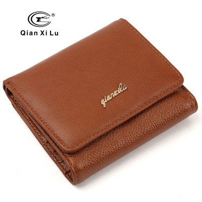Leather lady short money baotou layer cowhide female hand bag European and American fashion new zero wallet girls bag