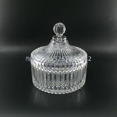 Transparent glass sugar bowl with cover  candy bowl  with lid European storage tank