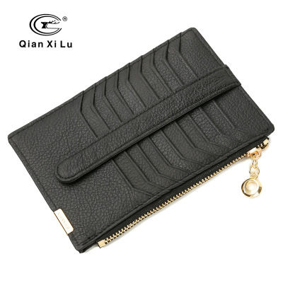 New large-size card bag multi-functional ultra-thin leather credit card zipper zero wallet female cowhide foreign trade hot sale