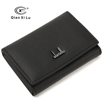 Women's first layer cow pickup truck bag leather bank card multi-card innovative pull design Women's bag buckle design