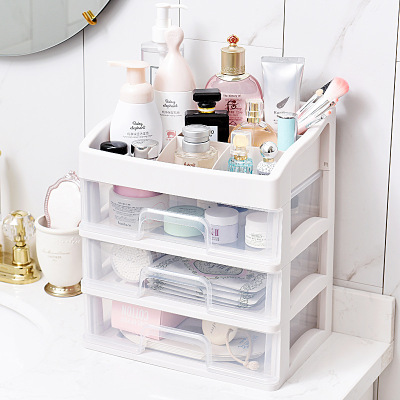 Cosmetics Storage Box Plastic Transparent Drawer Desktop Storage Rack Dressing Table Cosmetic Case Skincare Shelves