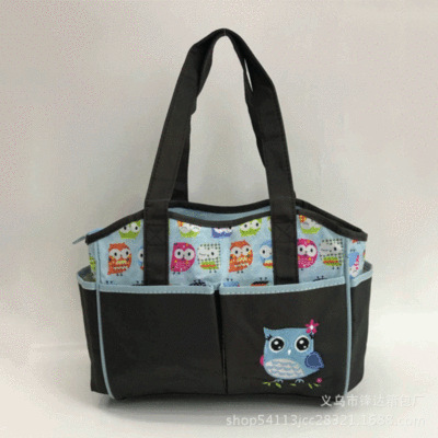 Multi-functional cartoon owl embroidered small waterproof multi-pocket mother bag hand issue luggage [spot sales