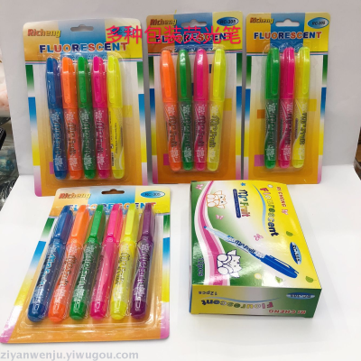 Color Fluorescent Pen Marker Suction Card Packaging 3 Pieces 4 Pieces 5 Pieces 6 Pieces Paper Box Marking Pen