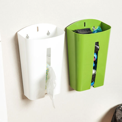 Garbage bag storage box bathroom double suction cup paste type paper towel box wall type storage bucket