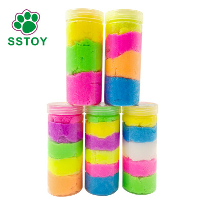 Colorful mixed package of 18CM long can silk sand set non-toxic children silk mud thousand silk toy silk mud