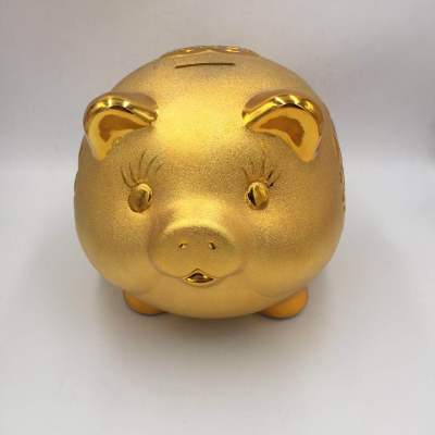 Ten yuan shop boutique creative fashion gifts ceramic pure gold golden pig piggy bank