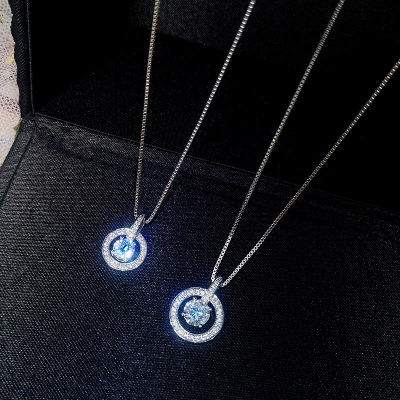 Korean Style New Necklace Women's Clavicle Chain Geometric Circle Zircon Pendant Fashionable Temperamental All-Match Online Influencer Necklace