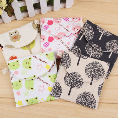 Small tree sanitary napkin bag girls aunt napkin received package cartoon bear sanitary cotton bag