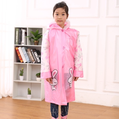 H822-2 cartoon raincoat for children with schoolbag, Korean version of cartoon inflatable hat brim student hooded poncho