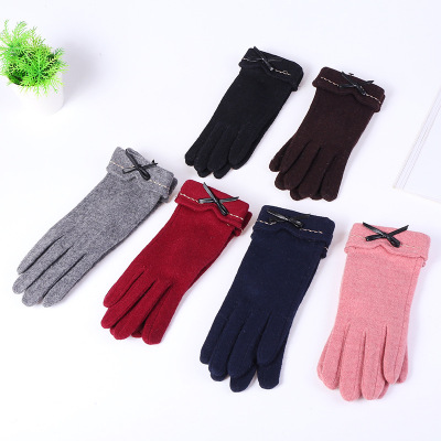 Autumn and Winter New Women's Gloves Touch Screen Single Layer Cashmere Thermal Gloves Outdoor Sports Riding Finger Gloves