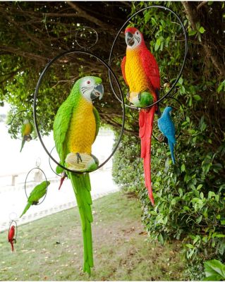 Artificial Parrot Pendant Garden Garden Garden Decoration Garden Sculpture Birds Resin Crafts