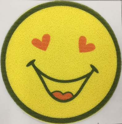 Thin round smiling face drawn-silk printed floor mat sprayed with Indian cushion smiling face door mat PVC floor mat