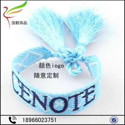 Customized new embroidery tassel woven bracelet