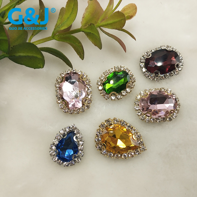 烧焊链条鞋花扣 时尚丝袜手缝玻璃钉珠爪上钻金属包扣石头配件