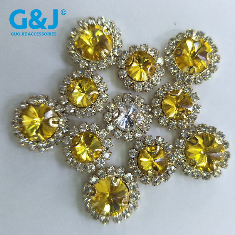 圆形双面尖卫星钻飞碟珠上烧焊链条4D耳爪鞋扣手缝辅料配件