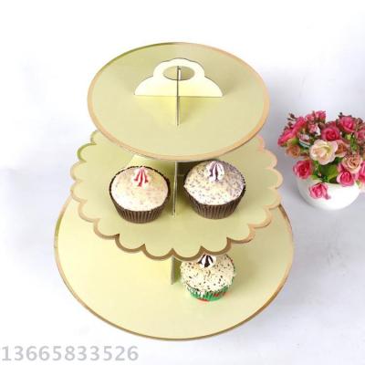 Factory Supply Paper Three-Layer Wedding Decorations Folding Cake Stand Children Cartoon Birthday Party Cake Stand