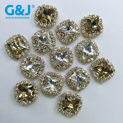 Glass imitation Taiwan diamond square quadrangle octagonal shape on the ear claw burn welding chain nail beauty face 