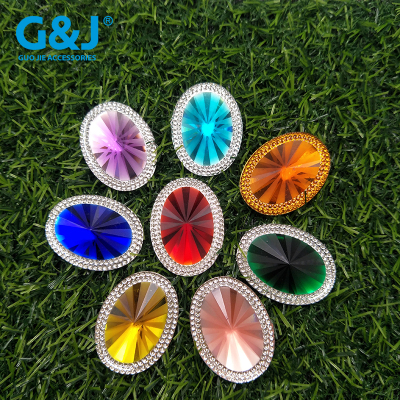 Resin flat bottom double color oval frosted surface 2 circles diamond gem patch sari dress resin sequins